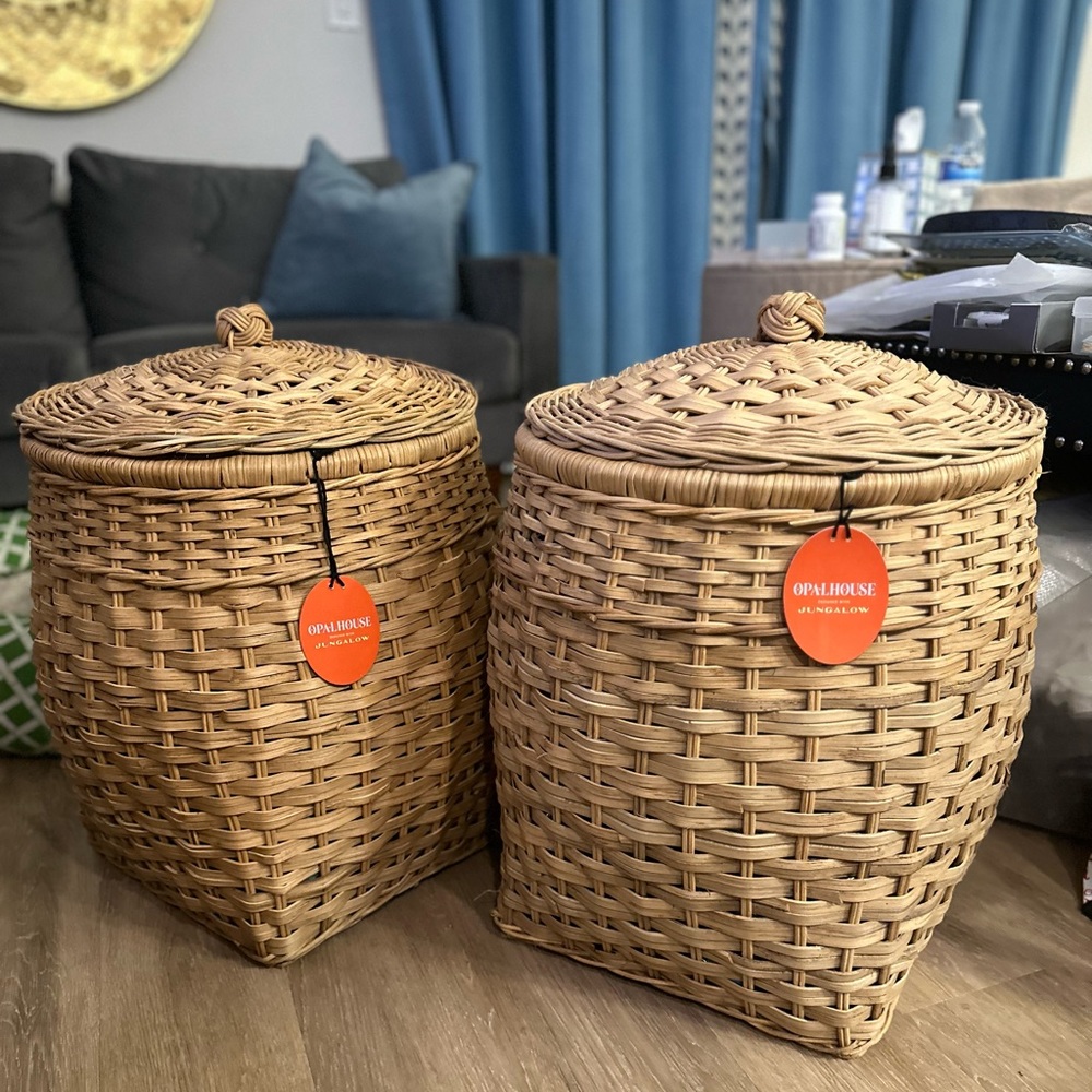 NWT SOLD OUT Opalhouse Target Jungalow RARE Rattan XL Storage Basket Bin w/ Lid